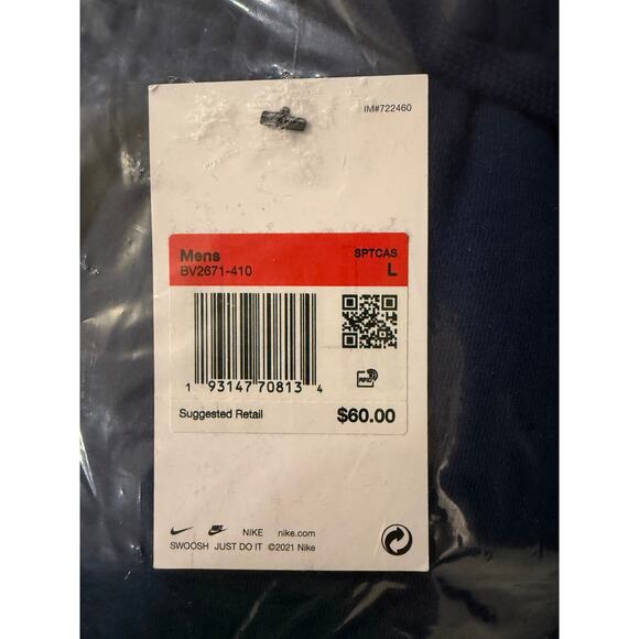 NEW Nike Club Fleece Joggers Men’s Pants Navy Blue Size Large BV2671-410 - Picture 7 of 7